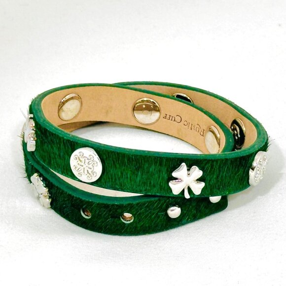 Rustic Cuff Leather Green Wrap Bracelet with Adjustable Closure - Like New - Picture 2 of 4